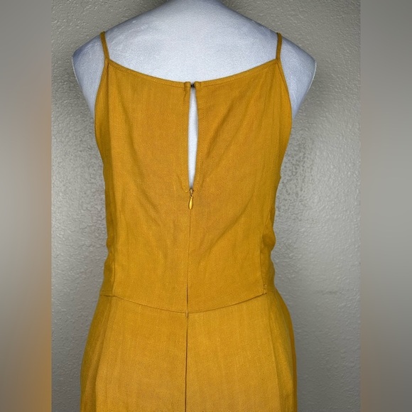 Paper Crane Yellow Linen Jumpsuit, Tie Front Jumper Size Large, Mustard Yellow - Picture 12 of 14